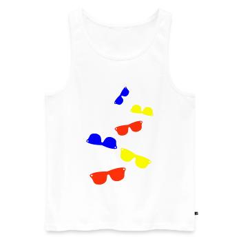symbole d’icône de lunettes de soleil - Débardeur bio Premium Homme - blanc - Devant - Michal (187cm)