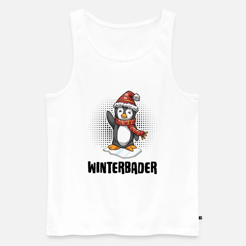 Winterbader Pinguin Eisbader Eisbad - Männer Premium Bio Tank Top - Weiß