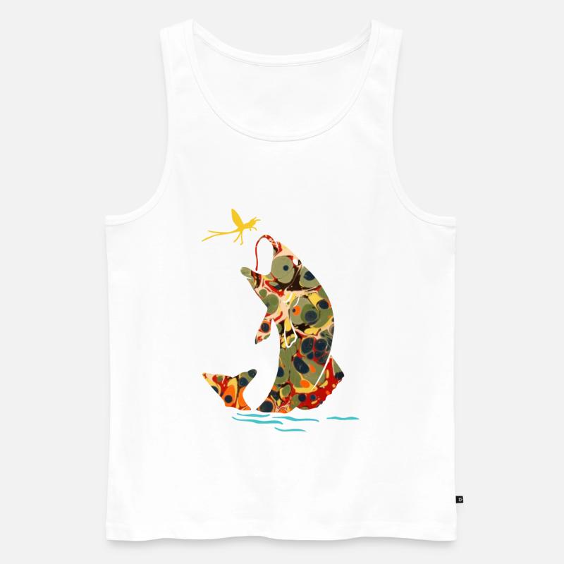 fisch mit libelle e 41 - Männer Premium Bio Tank Top - Weiß