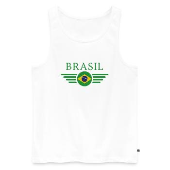 T-shirt design de style brésilien - Débardeur bio Premium Homme - blanc - Devant - AI Model Male 178 light (178cm)