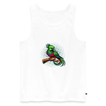 Tropische Wildtierkunst Farbenfroher Quetzal Vogel - Männer Premium Bio Tank Top - Weiß - Vorne - Michal (187cm)