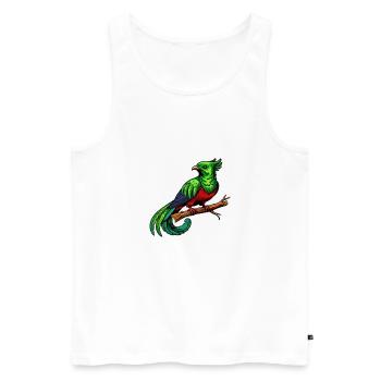 Tropische Wildtierkunst Farbenfroher Quetzal Vogel - Männer Premium Bio Tank Top - Weiß - Vorne - Michal (187cm)