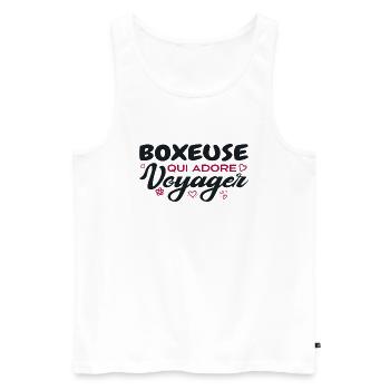 Globetrotting boxer with a passion for travel - Men's Premium Organic Tank Top - white - Front - Michal (187cm)
