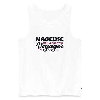 Nageuse globe-trotteuse passionnée de voyages - Débardeur bio Premium Homme - blanc - Devant - Michal (187cm)