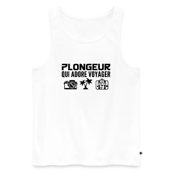 Voyageurs & Plongeurs : Passion & Découverte - Débardeur bio Premium Homme - blanc - Devant - Michal (187cm)