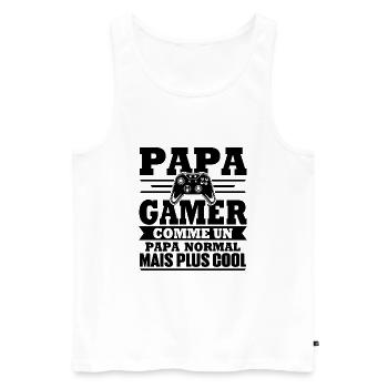 Papa gamer comme un papa normal - Débardeur bio Premium Homme - blanc - Devant - Michal (187cm)