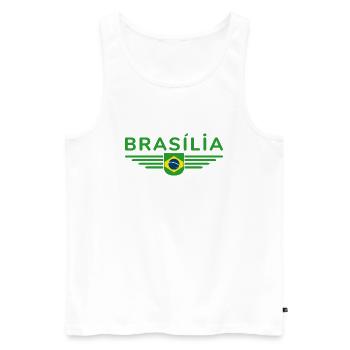 Brasília T-Shirt für Fans und Reisende - Männer Premium Bio Tank Top - Weiß - Vorne - AI Model Male 178 light (178cm)