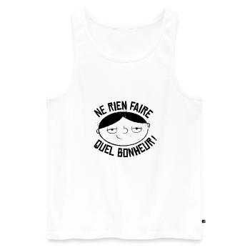 Fainéant humour et Ne rien faire quel bonheur - Débardeur bio Premium Homme - blanc - Devant - AI Model Male 178 light (178cm)