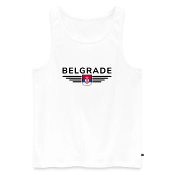 T-Shirt Belgrade – Pour les fans de la capitale - Débardeur bio Premium Homme - blanc - Devant - AI Model Male 178 light (178cm)