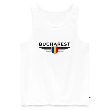 Bukarest T Shirt für Rumänien Fans Outfit - Männer Premium Bio Tank Top - Weiß - Vorne - AI Model Male 178 light (178cm)