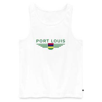 T-shirt Port Louis – Pour les fans de l’île Maurice - Débardeur bio Premium Homme - blanc - Devant - AI Model Male 178 light (178cm)