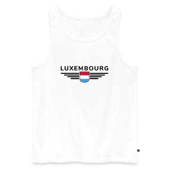 Design de t-shirt luxembourgeois pour les fans - Débardeur bio Premium Homme - blanc - Devant - AI Model Male 178 light (178cm)