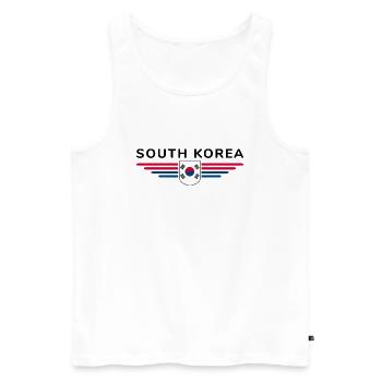 J’aime la Corée du Sud Design T-shirt Outfit - Débardeur bio Premium Homme - blanc - Devant - AI Model Male 178 light (178cm)
