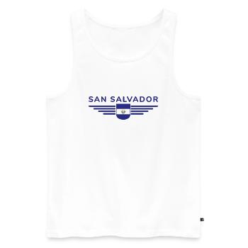 Conception du t-shirt San Salvador - Débardeur bio Premium Homme - blanc - Devant - Michal (187cm)