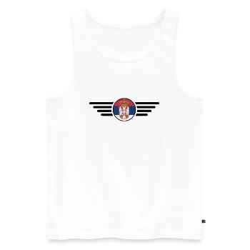 T-shirt design de style Serbie - Débardeur bio Premium Homme - blanc - Devant - AI Model Male 178 light (178cm)