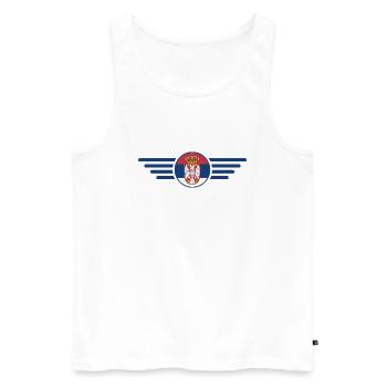 J’aime la Serbie, T-shirt design de style élégance - Débardeur bio Premium Homme - blanc - Devant - AI Model Male 178 light (178cm)