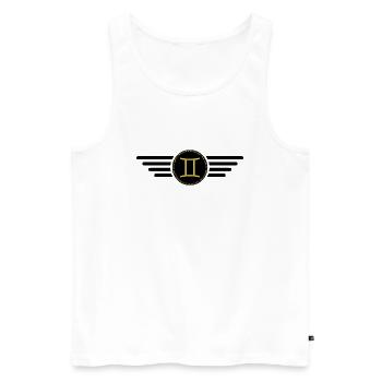 Sternzeichen Zwillinge, Outfit T-Shirt Design - Männer Premium Bio Tank Top - Weiß - Vorne - AI Model Male 178 light (178cm)