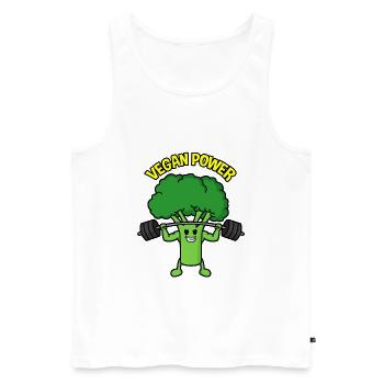 Brocoli végétalien - Débardeur bio Premium Homme - blanc - Devant - AI Model Male 178 light (178cm)
