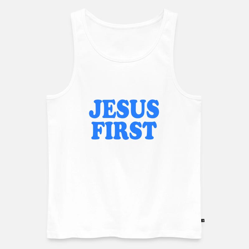 Jesus first - Männer Premium Bio Tank Top - Weiß