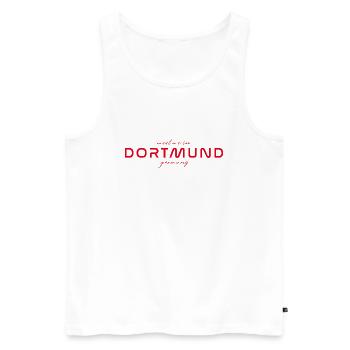 Dortmund T-Shirt – Skyline & Football - Men's Premium Organic Tank Top - white - Front - Michal (187cm)