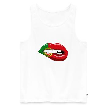 Portugal drapeau lèvres bouche Lisbonne femme portugaise - Débardeur bio Premium Homme - blanc - Devant - Michal (187cm)