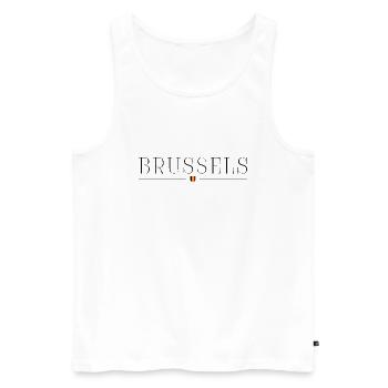 Brussels: elegance, chocolate, character - Men's Premium Organic Tank Top - white - Front - Michal (187cm)