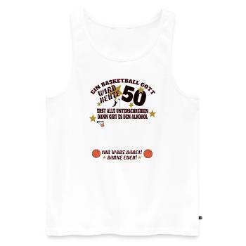 Basketball 50 Jahre Gästebuch Design - Männer Premium Bio Tank Top - Weiß - Vorne - AI Model Male 178 light (178cm)