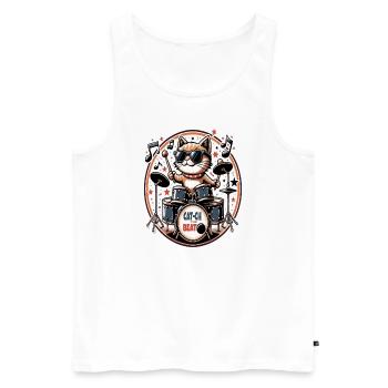 Fang den Beat ein, cooler Cat-Schlagzeuger - Männer Premium Bio Tank Top - Weiß - Vorne - AI Model Male 178 light (178cm)