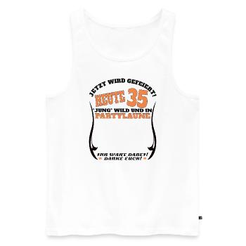 35. Geburtstag Mann und Frau Gästebuch - Männer Premium Bio Tank Top - Weiß - Vorne - Michal (187cm)