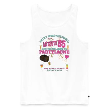 85th Birthday Man and Woman Guestbook - Men's Premium Organic Tank Top - white - Front - AI Model Male 178 light (178cm)