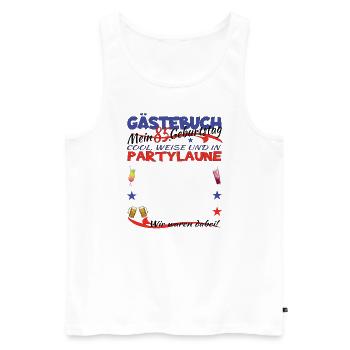 85th Birthday Man and Woman Guestbook - Men's Premium Organic Tank Top - white - Front - AI Model Male 178 light (178cm)