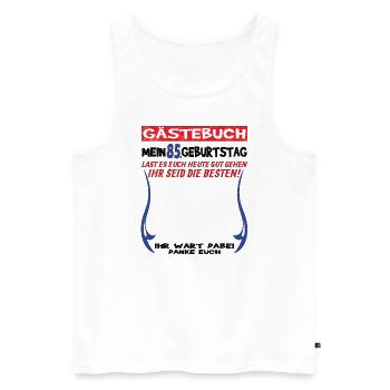 85th Birthday Man and Woman Guestbook - Men's Premium Organic Tank Top - white - Front - AI Model Male 178 light (178cm)