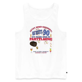 90th Birthday Man and Woman Guestbook - Men's Premium Organic Tank Top - white - Front - AI Model Male 178 light (178cm)