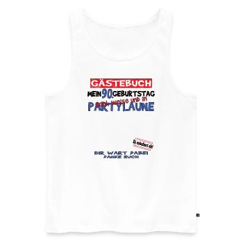 90th Birthday Man and Woman Guestbook - Men's Premium Organic Tank Top - white - Front - AI Model Male 178 light (178cm)