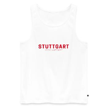 Stuttgart T-Shirt – Heimat & Skyline Style - Männer Premium Bio Tank Top - Weiß - Vorne - AI Model Male 178 light (178cm)