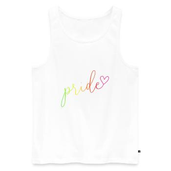 Pride Regenbogen Farben Schrift - Männer Premium Bio Tank Top - Weiß - Vorne - AI Model Male 178 light (178cm)