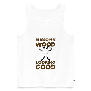 Chopping Wood Holzfäller Geschenkidee - Männer Premium Bio Tank Top - Weiß - Vorne - Michal (187cm)