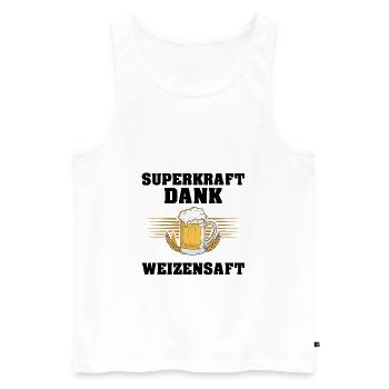 Superkraft Dank Weizensaft Lustiger Bier Spruch - Männer Premium Bio Tank Top - Weiß - Vorne - Michal (187cm)
