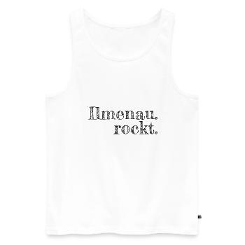 Ilmenau rockt - Textdesign mit Stadtnamen - Männer Premium Bio Tank Top - Weiß - Vorne - Michal (187cm)