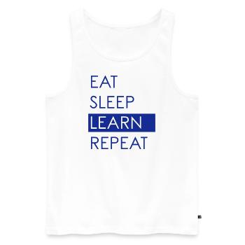 EAT SLEEP LEARN REPEAT - Studentenleben - Männer Premium Bio Tank Top - Weiß - Vorne - AI Model Male 178 light (178cm)