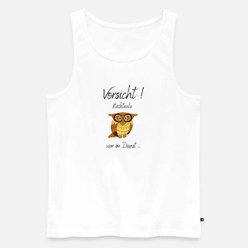 Nachtschicht, lustige Sprüche, Eule - Männer Premium Bio Tank Top - Weiß