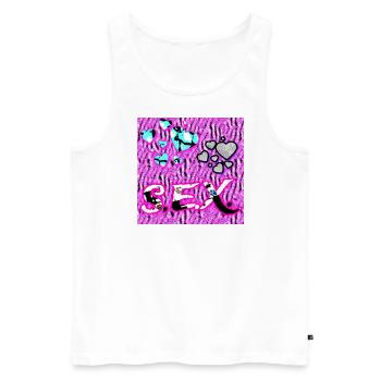 S.E.X. - Herzen - Männer Premium Bio Tank Top - Weiß - Vorne - AI Model Male 178 light (178cm)