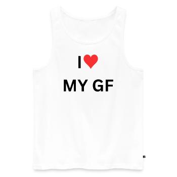 I love my Girlfriend - Männer Premium Bio Tank Top - Weiß - Vorne - Michal (187cm)