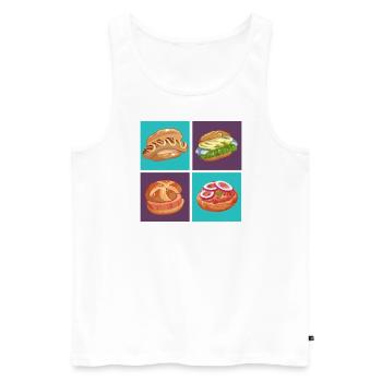 German Streetfood Kollektion Kunstwerk Essen to go - Männer Premium Bio Tank Top - Weiß - Vorne - AI Model Male 178 light (178cm)