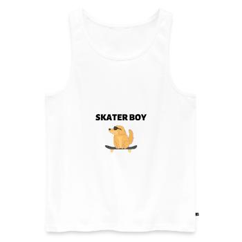 Skater Dog - Cool Dog T-Shirt Go for a Walk - Men's Premium Organic Tank Top - white - Front - AI Model Male 178 light (178cm)