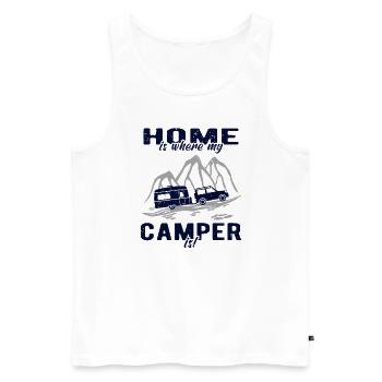 Caravan Home Camper - Men's Premium Organic Tank Top - white - Front - AI Model Male 178 light (178cm)