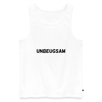 UNBEUGSAM eigene Meinung Haltung vertreten - Männer Premium Bio Tank Top - Weiß - Vorne - Michal (187cm)
