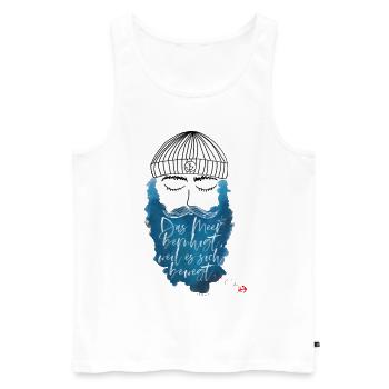 Seemann / Kapitän - Männer Premium Bio Tank Top - Weiß - Vorne - Michal (187cm)