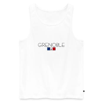 GRENOBLE FRANKREICH URLAUB SOMMER PARTY (b) - Männer Premium Bio Tank Top - Weiß - Vorne - Michal (187cm)