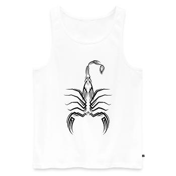 Tatouage tribal Scorpion - Débardeur bio Premium Homme - blanc - Devant - AI Model Male 178 light (178cm)